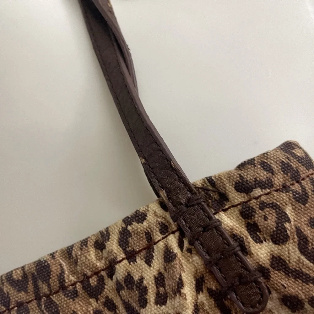 Lucky Brand Brown Leopard Tote Bag Animal Print Boho Chic Casual Y2K School